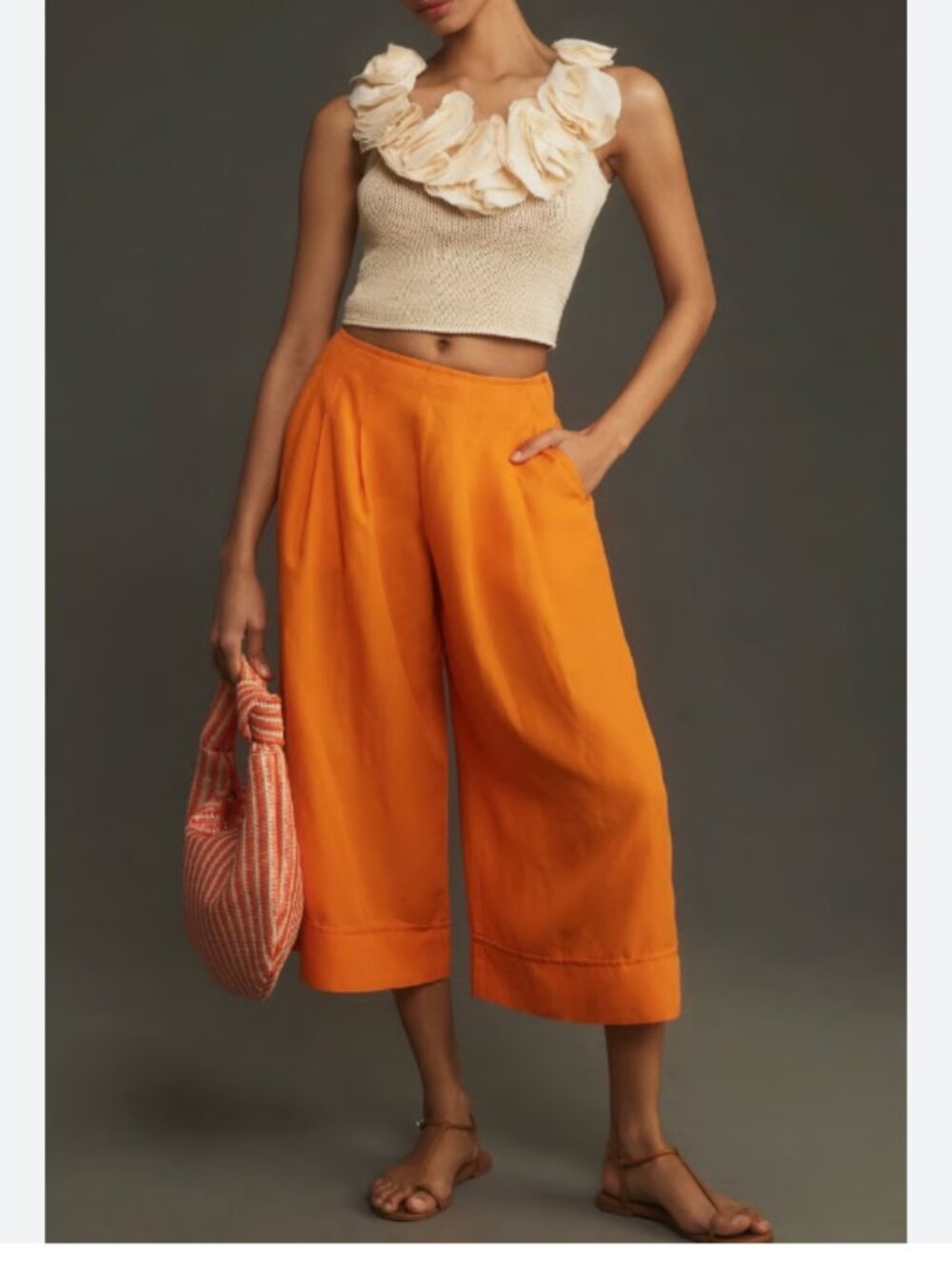 Anthropologie Maeve Linen Blend Pleated Wide-Leg Culottes, Size 6 NWT